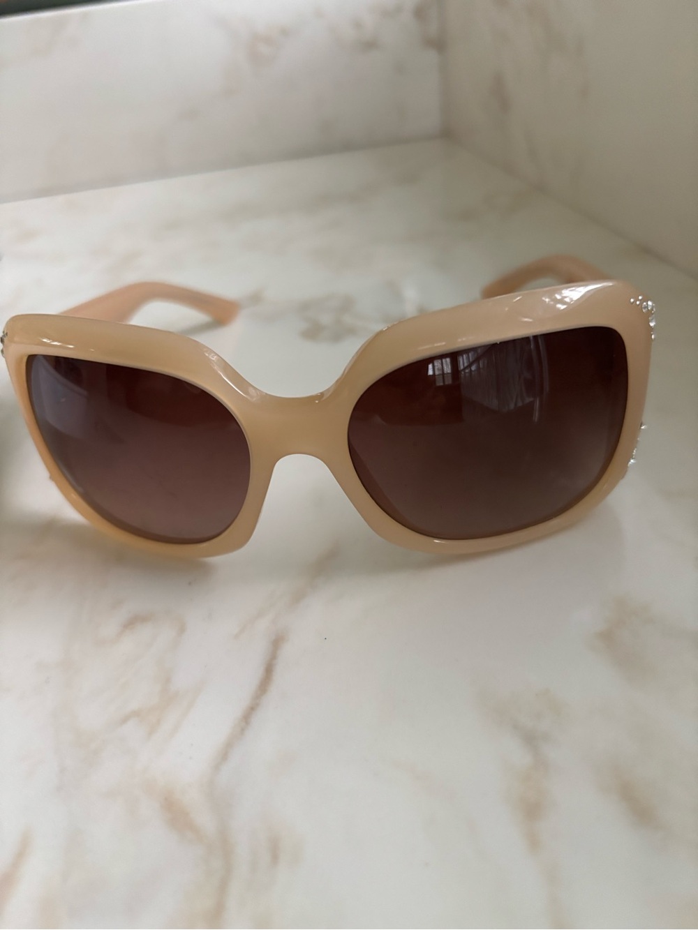 Dior Beige Oversized Sunglasses with Brown Lenses